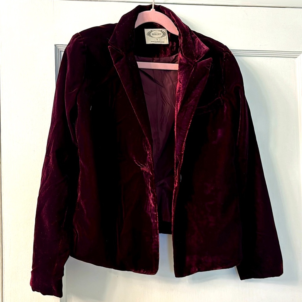 Joyfolie Girls Maroon Velvet Jacket